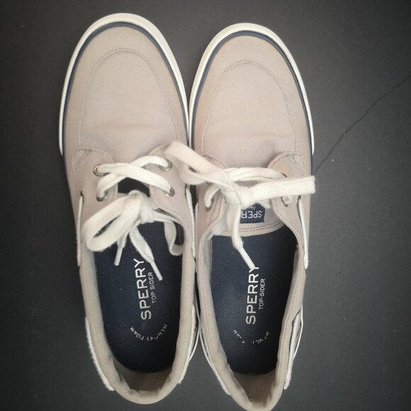 Sperry Top Sider Memory Foam Ladies Size 8 Grey with Navy Soles Deck Shoes - Picture 3 of 7